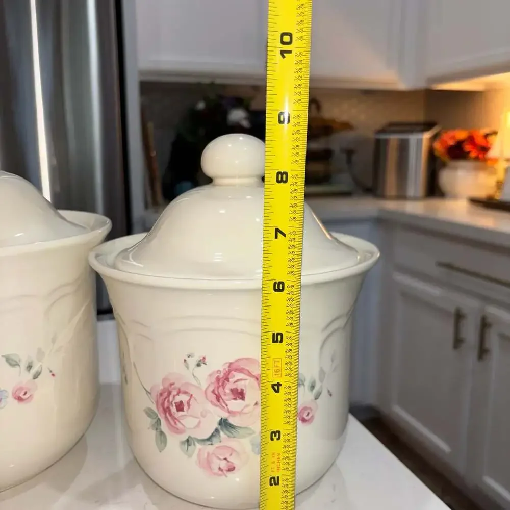 Pfaltzgraff Secret Rose Ceramic Canister Set Of 4 With Lids 506-509